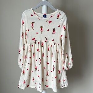 Old Navy Long Sleeve Ballerina Heart Print Dress 4T